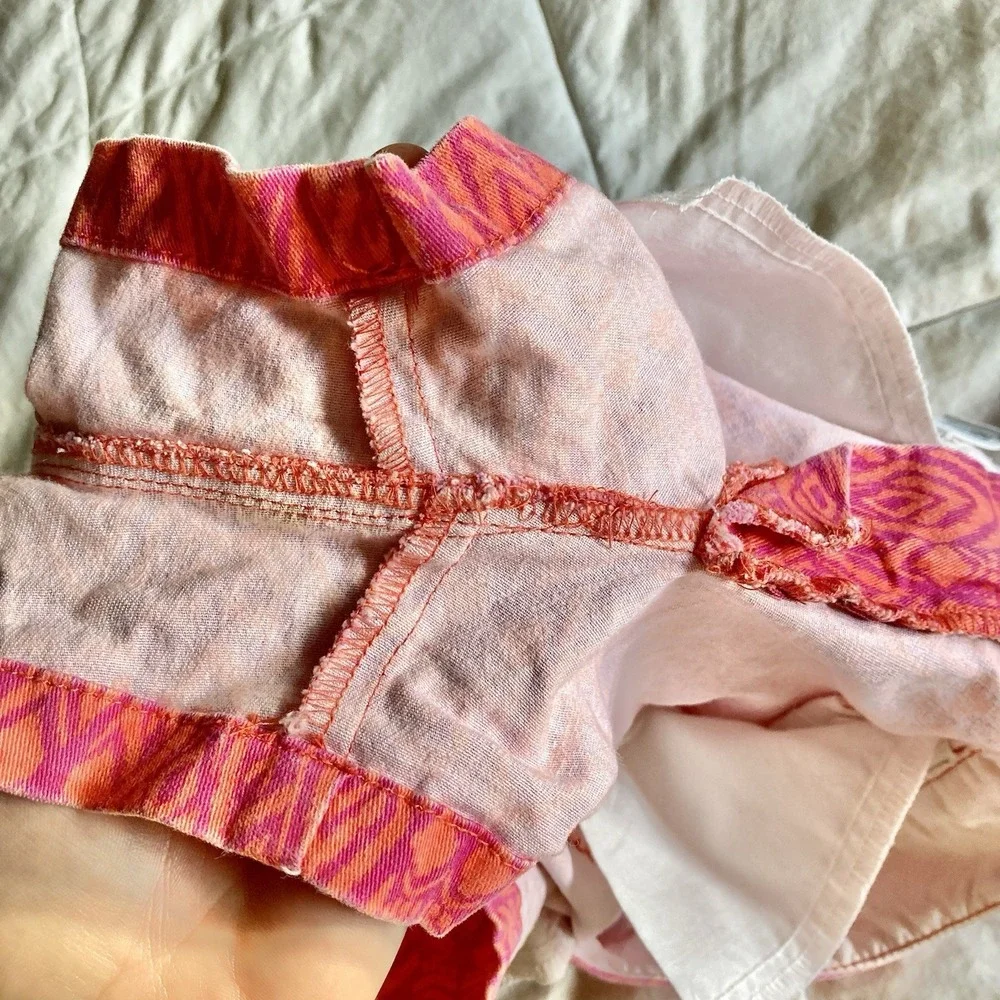 American Eagle Super Low Shortie Shorts Women's 8 Aztec Pink Orange Flap Pocket